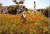 Viggo Christian Frederick Pedersen Picking Poppies, Sora painting